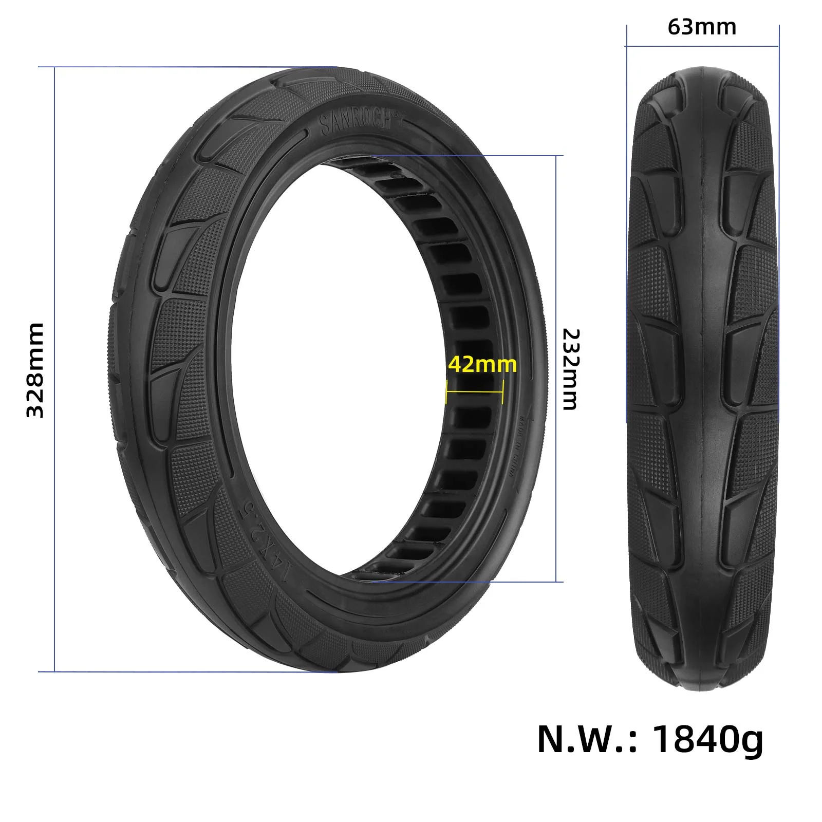 14*2.50 Hollow Solid Tire