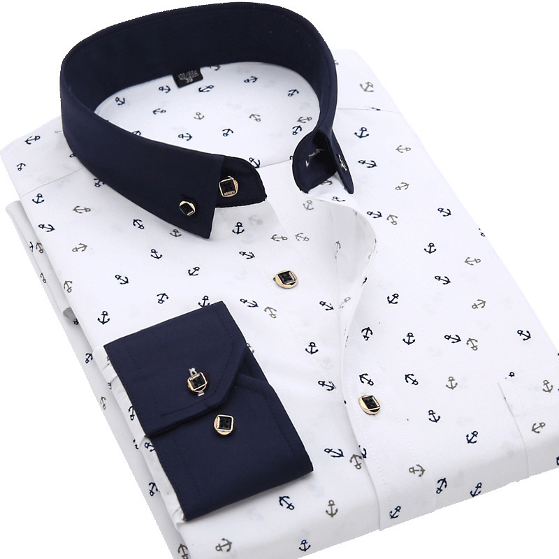 CY117 chemise imprimée à manches longues pour hommes