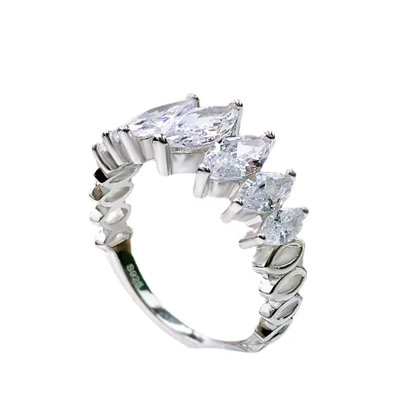 Atacado preço marquise cúbico zircão 925 prata esterlina noivado anel
