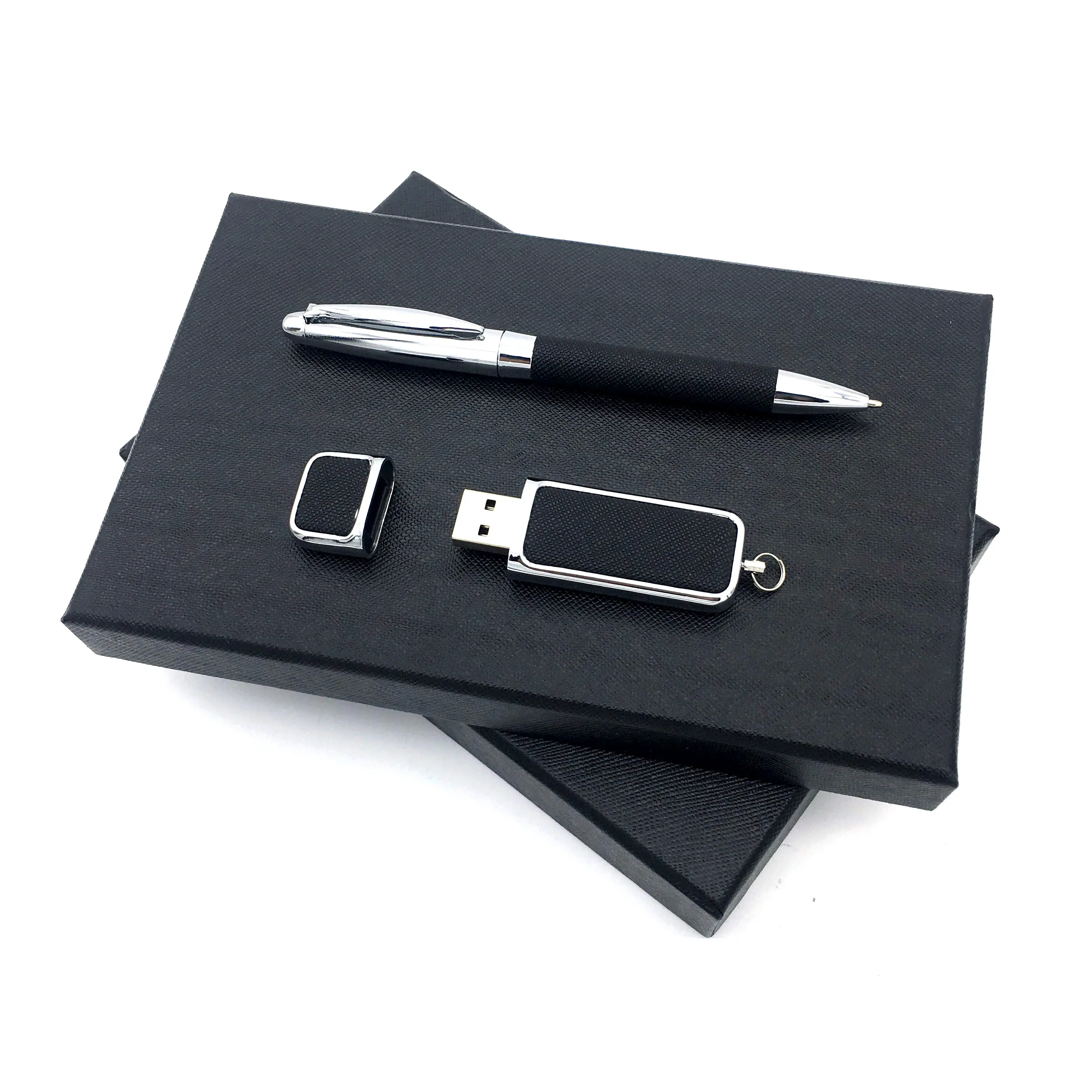 Рекламный роскошный корпоративный бизнес шариковая ручка и USB флэш-диск Подарочный набор с индивидуальным логотипом