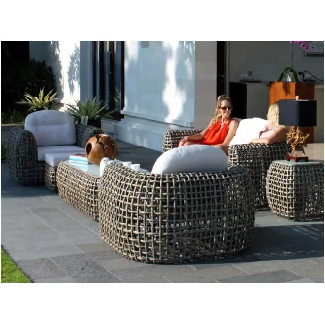 2021 newest design bamboo outdoor rattan furniture garden lounge sofa set