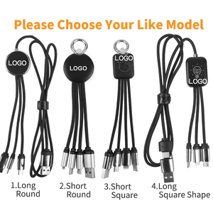 Promosyon hediye özel kızdırma logosu şarj kablosu LED ışık Up çoklu bağlantı noktaları telefon USB 3 in 1 LED şarj kablosu - Product Image 3