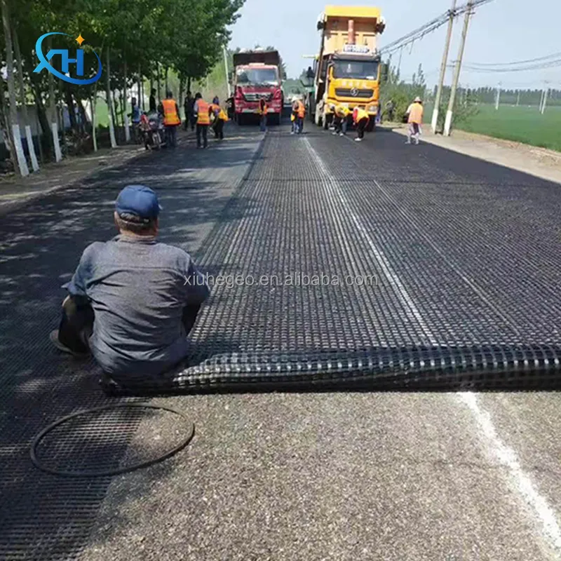100-100 KN /m fiberglas Geogrid CE fiberglas geogrid araba asfalt