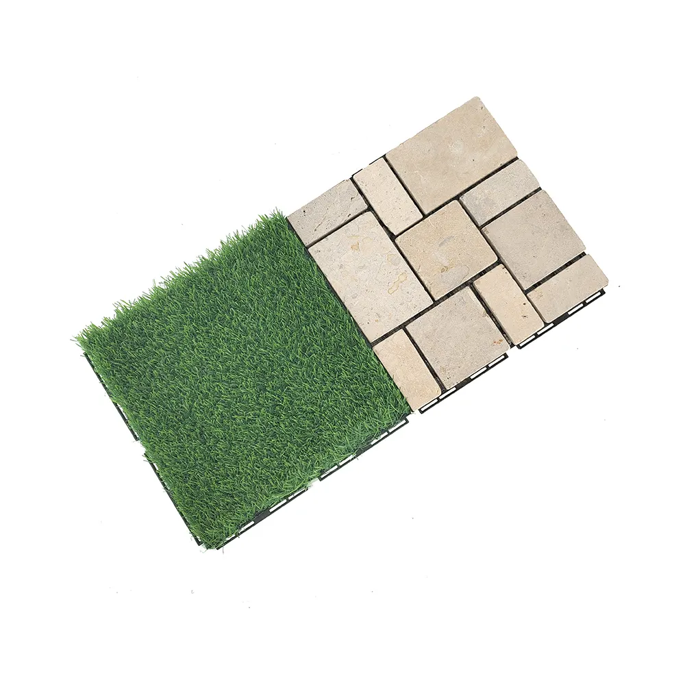 Baralho de grama falsa diy, piso de azulejos de gramado artificial para jardim
