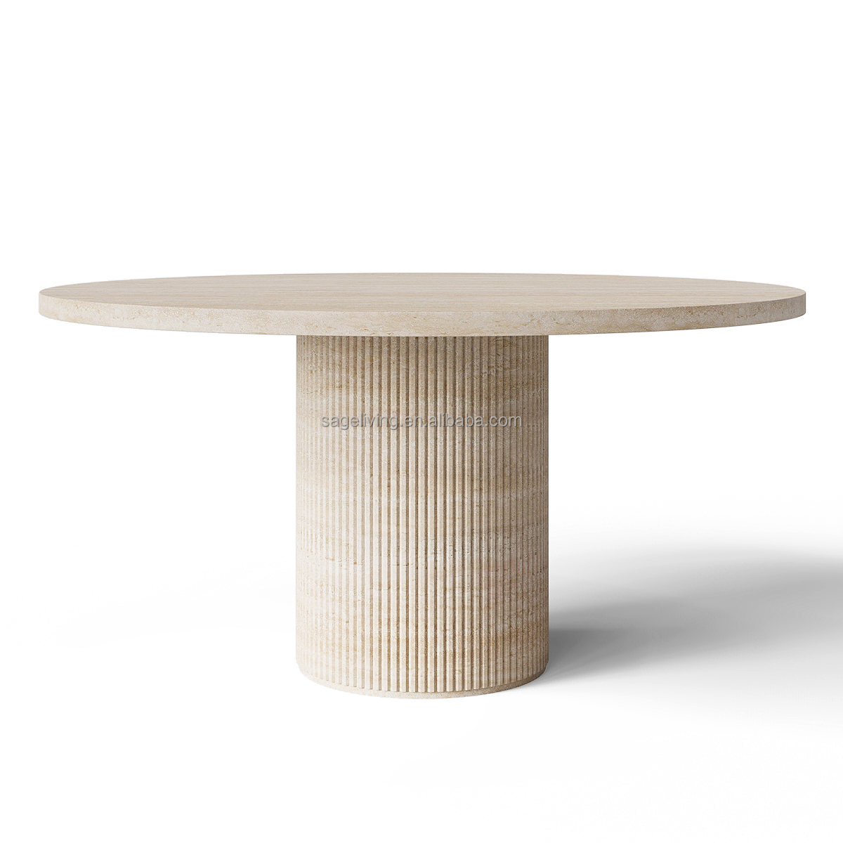 Table de salle à manger ronde en pierre de Reeded