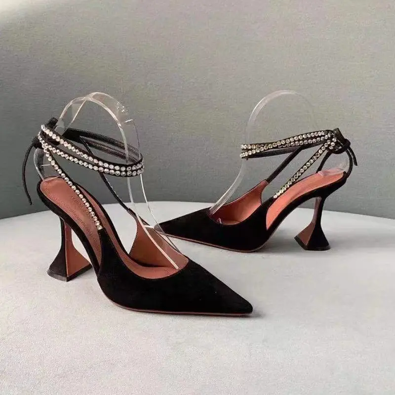 Sandalias con correa cruzada de lujo para mujer, zapatos de tacón alto con logotipo personalizado del fabricante, 2023
