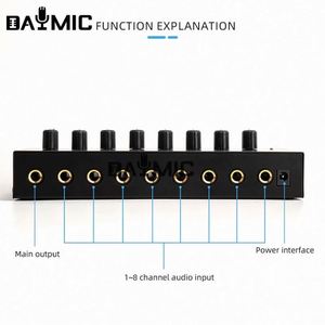 AMPLIFICADOR DE AURICULARES de 8 canales, amplificador de Audio estéreo de Metal, Mini Monitor divisor de auriculares, 1 entrada de fábrica
