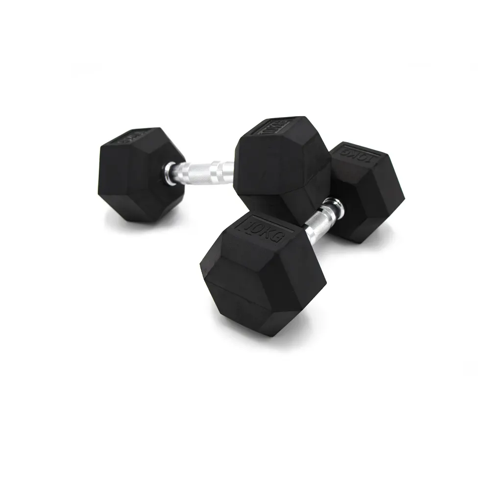 Gym Used Factory Supplied Cheap Dumbbell Fitness Black 25kg Rubber Coated Hex Dumbbell