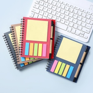 Material de papel Kraft de cubierta suave ecológico, tamaño A6, Bloc de notas en espiral, cuadernos de bobina con bolígrafo, notas adhesivas. - Product Image 6