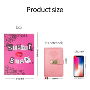2021A5 B6 PU Cover Personal Pink Diary Password Coded <strong>Lock</strong> 116 Sheets <strong>Notebook</strong> <strong>with</strong> Box Journals Thick <strong>Notepad</strong> School Stationery - Product Image 3