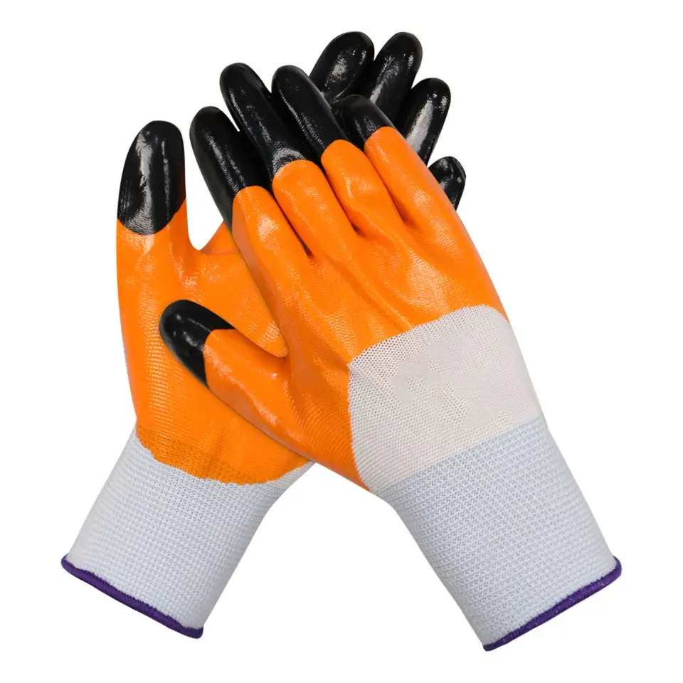 2 Times Nitrile Dipped Safety Protection Gloves