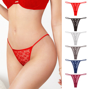 Tangas personalizadas de cintura baja para mujer, tangas de malla roja, con bordado elástico, Floral, G String - Product Image 4