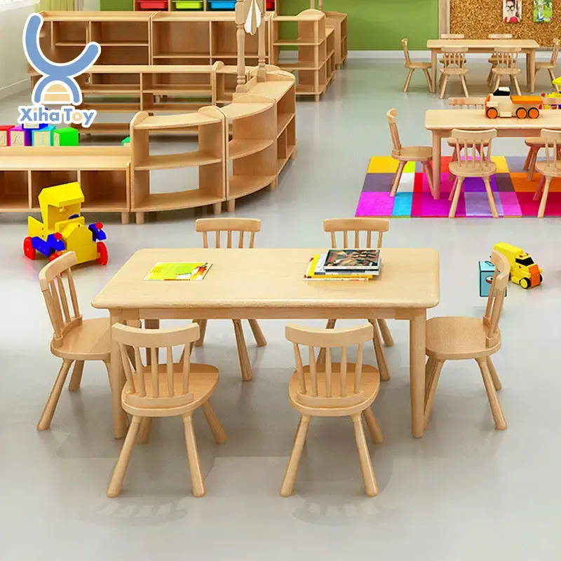 XIHA Modern Montessori Furniture Wooden Kid Daycare Furniture Set Creche Pré-escolar Móveis Para Montessori Kindergarten School