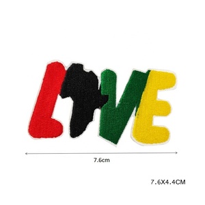 Afrika haritası ile özel RASTA renkler aşk mektubu işlemeli yama rozeti ceket kot gömlek üzerinde demir dikmek - Product Image 1