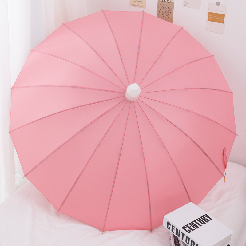 Parapluie droit 16 baleines rose (Housse imperméable)