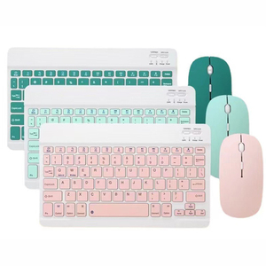 Factory Wholesale Multi-color 7 Inch Mini Wireless BT <strong>Keyboard</strong> and <strong>Bluetooth</strong> Mouse Combos Set for windows IOS Android OS - Product Image 1