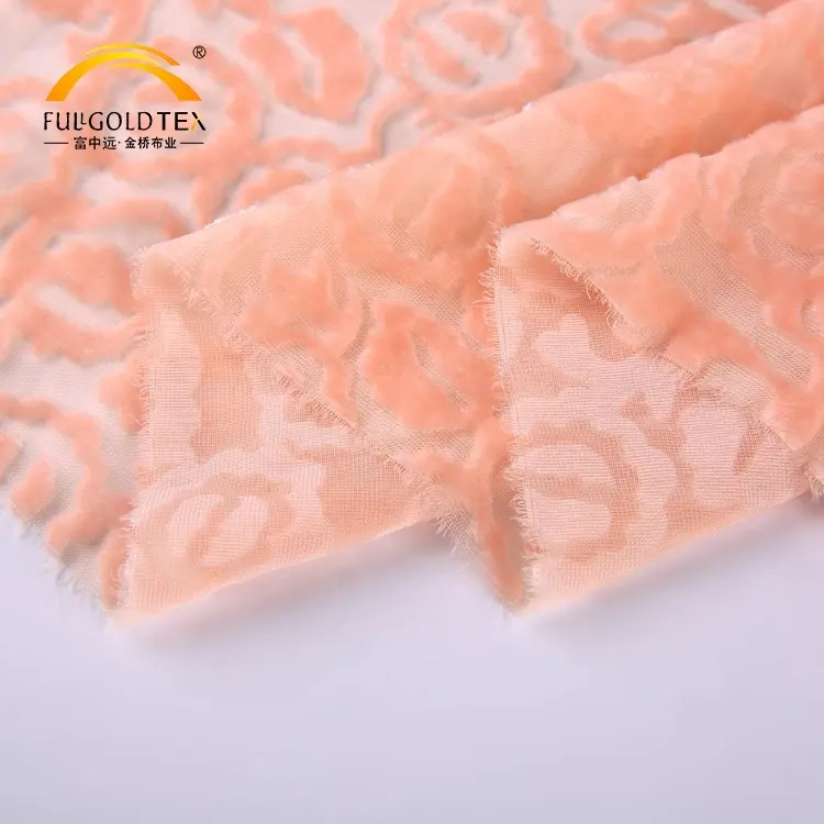China Supplier Silk Brocade Comfortable Stretch Polyester Flower Burnout Velvet Fabric