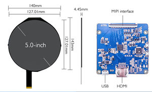 OEM 5 pollici tondeggiante tft display lcd con 1080*1080 ad alta risoluzione con touch screen capacitivo MIPI per HD-MI scheda controller - Product Image 2
