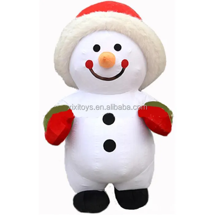 Custom Stage Performance Adult Cheap Wearable Walking Plush Inflatable Snowman Cartoon Mascot Costume For Party