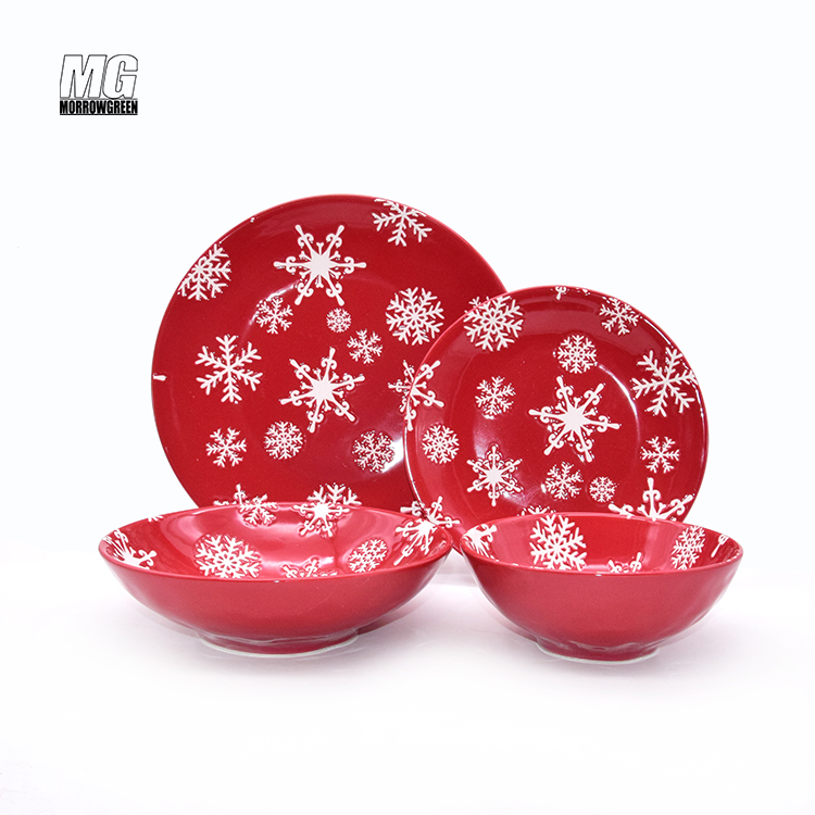 Christmas Stoneware Porcelain dishes Sets New Arrived dishes Sets Classic Style Croctery ceramic dinner plates set of 6