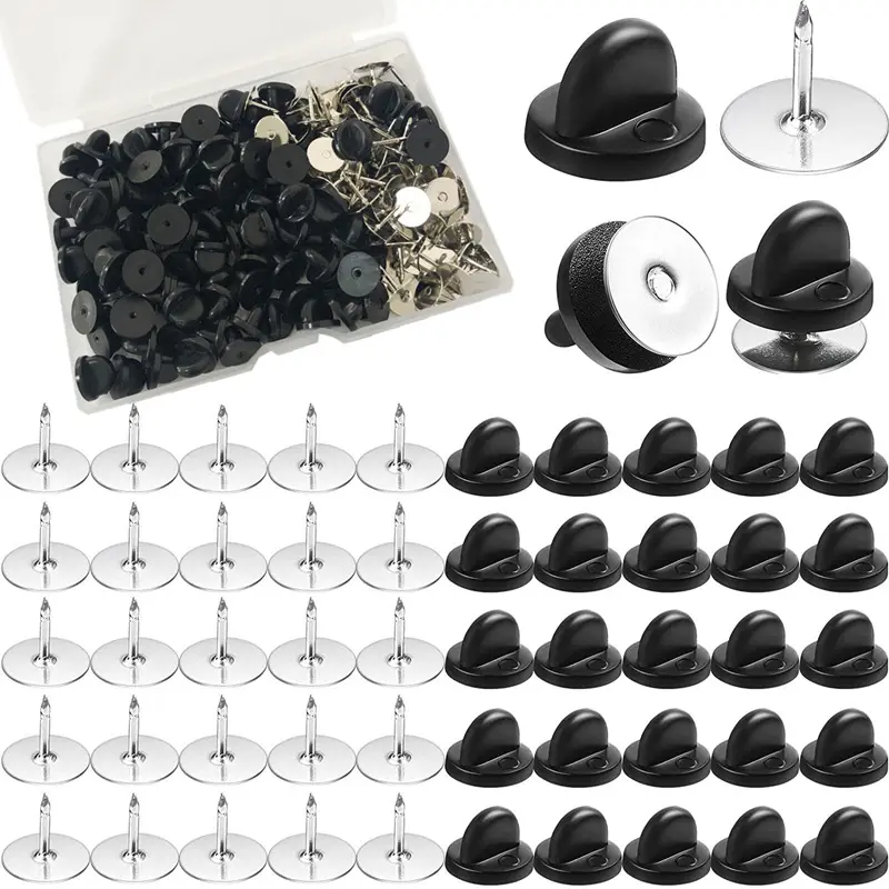 Atacado PVC Borracha Pin Backs Borboleta Clutch Backings Titular 11MM Largura Lapela Esmalte Pins para Craft Making