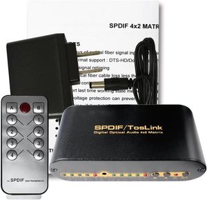 Destek 5.1 DTS PCM , IR kumanda SPDIF Toslink Matrix 4x2 ses anahtarı/Splitter dijital Optisch Toslink + kontrol SPDIF 4x2 - Product Image 6