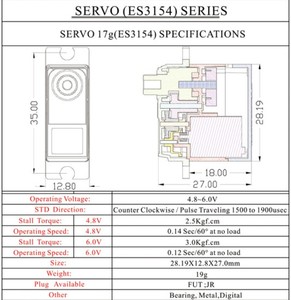 EMAX ES3154 17g metal dijital rc direksiyon servo rc uçak ve rc uçak için - Product Image 3
