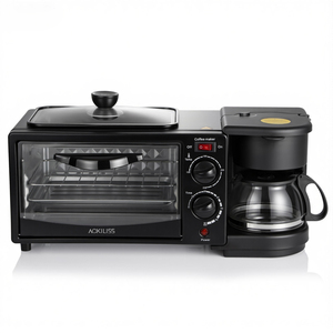 Ackiliss ACL-97671 3 trong 1 ăn sáng <span class=keywords><strong>Maker</strong></span> 1050W 7L lò Máy pha cà phê vỉ nướng PAN kiểm soát nhiệt độ đồng đều cửa kính - Product Image 3