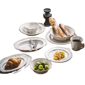 新款餐具瓷器复古彩色活性釉餐厅家用盘套装陶瓷餐具套装 - Product Image 1