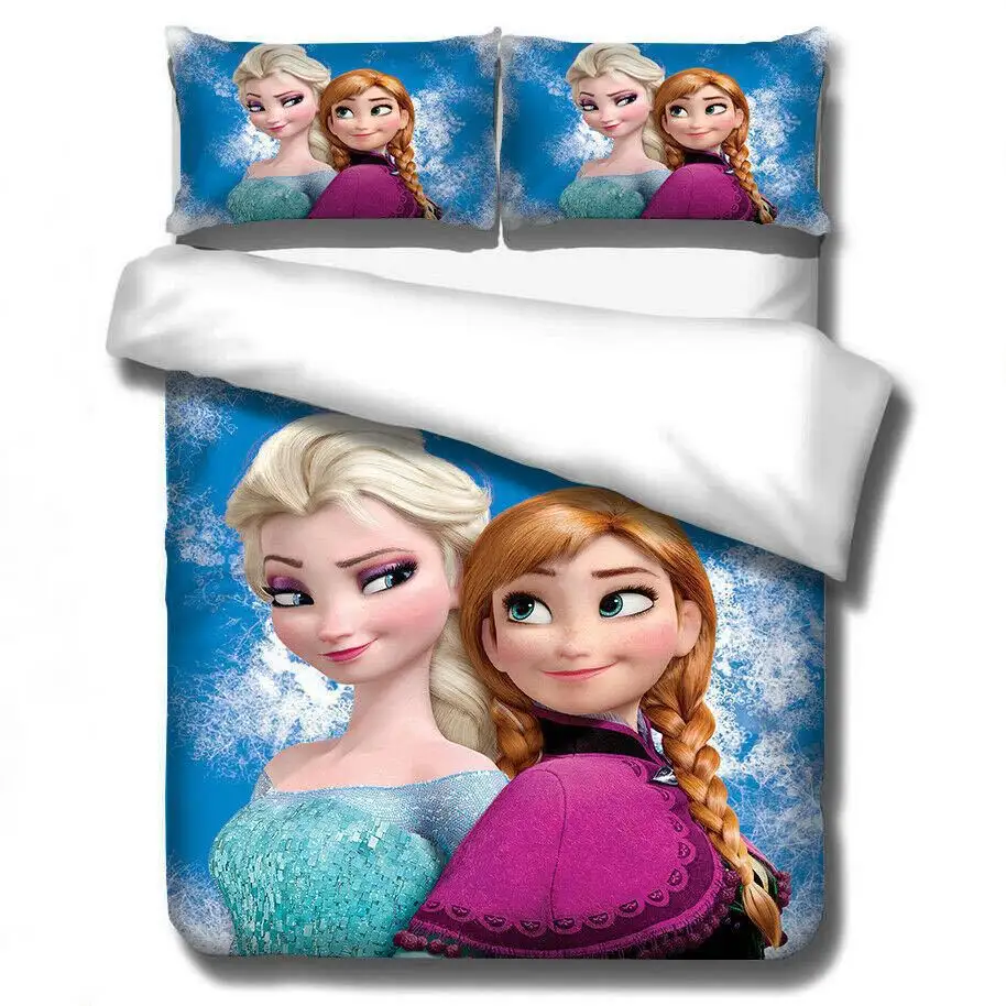 Lençol de cama frozen personalizado, conjunto de cama 3d de desenho animado para meninas, conjunto de capa de edredão