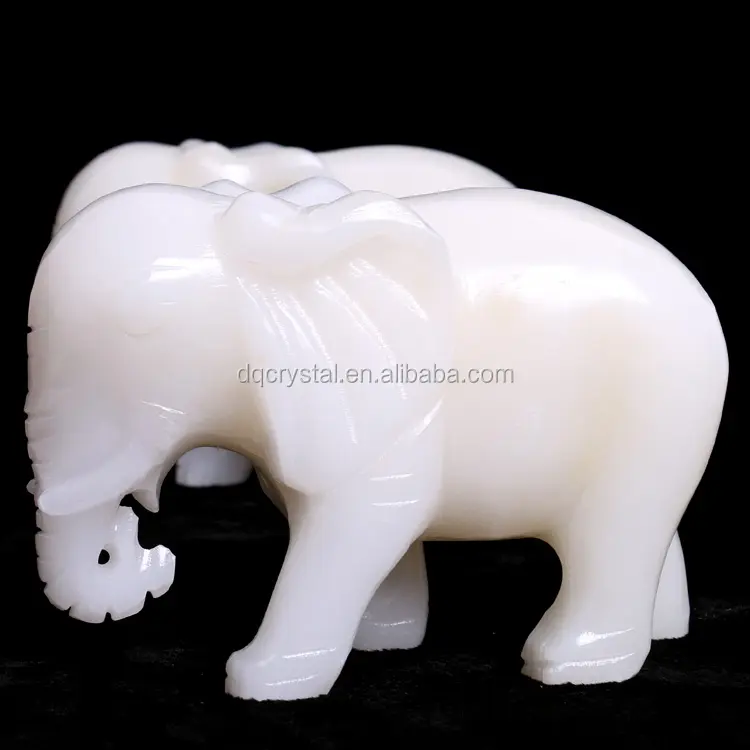 Commercio all'ingrosso Bianco Naturale Giada Elefante Scultura Per La Decorazione