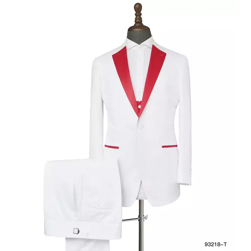 Costumes Tuxedo pour hommes, costumes blancs classiques de mariage personnalisés