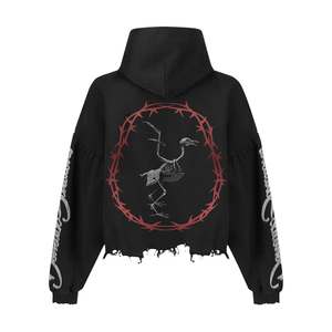 Nhà Sản Xuất Chất Lượng Cao Nặng Thời Trang Đường Phố Cotton Quá Khổ Cổ Điển Rửa In Saint Nước Mắt Terry Người Đàn Ông Của Hoodies & Áo Nỉ - Product Image 2