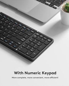 Teclado <span class=keywords><strong>Bluetooth</strong></span> sem fio compacto dobrável para viagem em tamanho de bolso Mini Teclado portátil com teclado de números