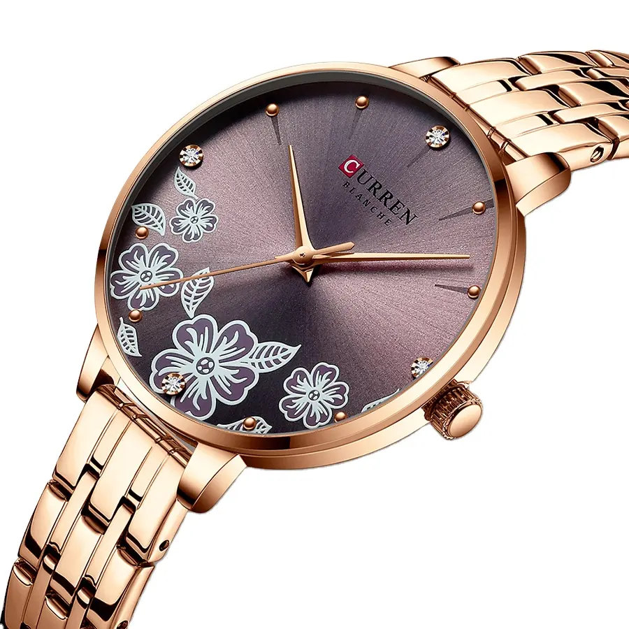 Relojes OEM CURREN para mujer, reloj resistente al agua a la moda, marca superior, reloj de pulsera romántico creativo con esfera de flores, regalo 9068