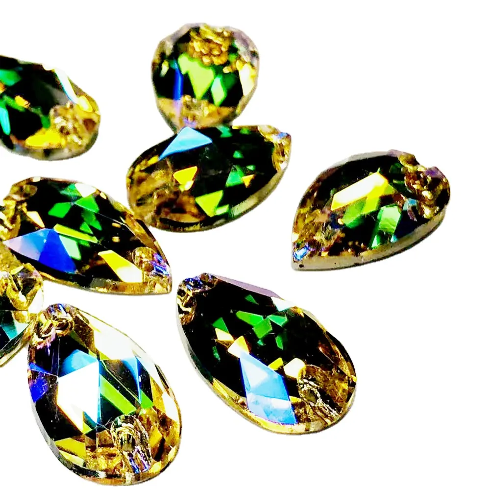 En iyi kalite K9 rhinestones kristal ab renkli cam taşlar düz geri gözyaşı damlası