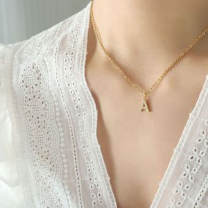 תכשיטי אופנה שרשרת שרשרת קולר מצופה זהב זרקון 26 אותיות אלף-בית שרשרת ראשונית קטנה