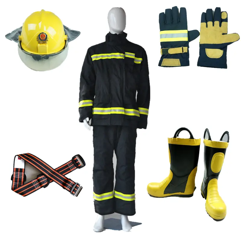 Brandweerman Brandweerwachter Pak Brandweeruniform Met Helmhandschoen En Heupriem Capuchon