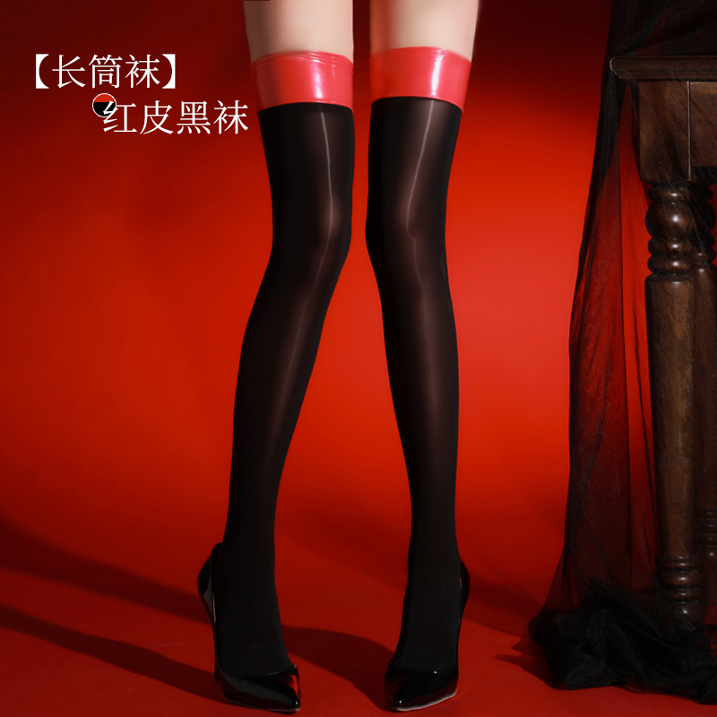 Red leather black stocking
