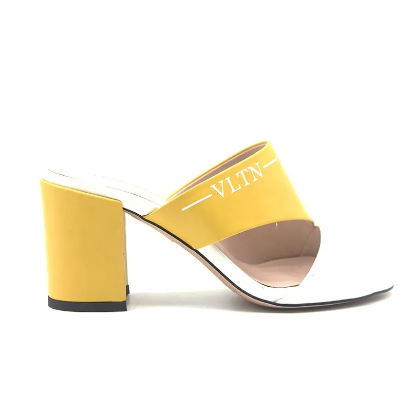 Summer Women High Heel Shoes Open toe Mules Cut out Square Heels Sandals Slippers Casual Outdoor Pumps Loafers