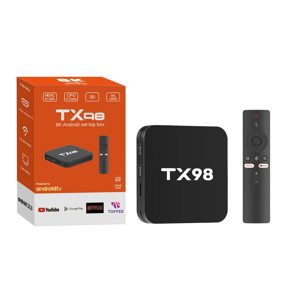 TX98 ОЗУ 16 ГБ ПЗУ 256 ГБ Allwinner H313 Android 13,0 HD видео декодер TX98 smart box tv android box