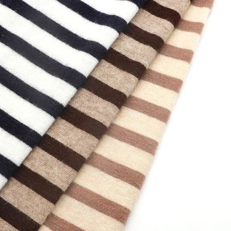 Stretch Stripe Pattern Fabric Interlock Rib Jersey Knitting Fabric For Sweater and Vest