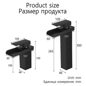 Màu đen Chrome thác nước Vòi nước thép không gỉ phòng tắm chải chậu rửa vòi nóng và lạnh Mixer tap bảng lưu vực vòi nước - Product Image 2