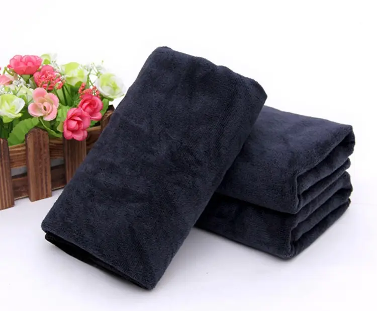 China Lieferant schwarz Mikro faser Handtuch für Friseursalon schwarze Handtücher benutzer definierte Logo