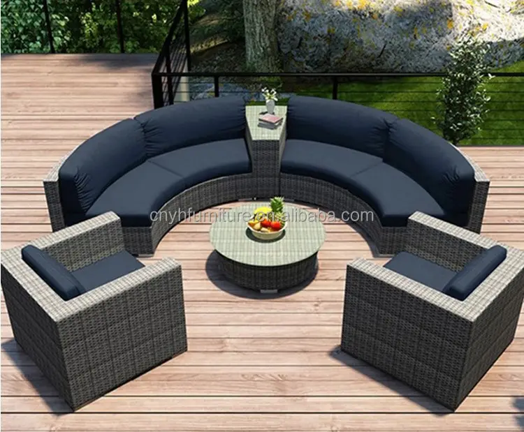outdoor beach restaurant furniture round sofa modern outdoor furniture garden lounge outdoor rattan sofa