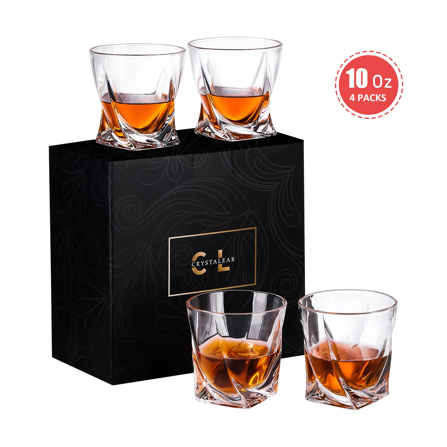 Eleganti bicchieri di whisky per whisky Bourbon Scotch Set di 4 sofisticati cristalli di vetro di 4 pezzi di whisky rock