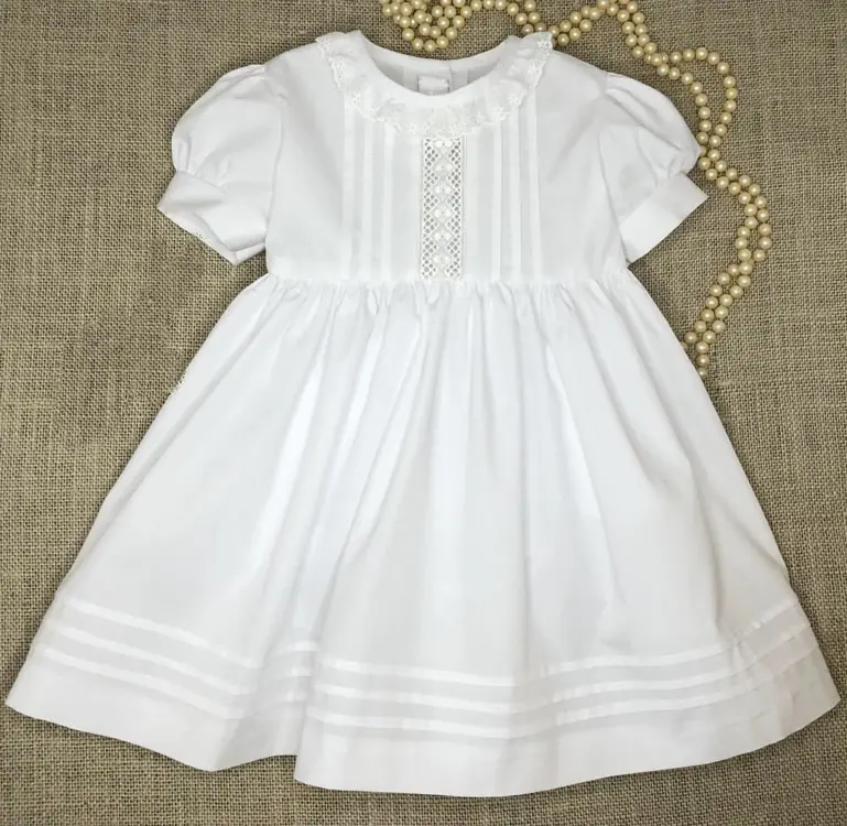 Infinito Material Tecido Batizado Para Babys Elegante Couture Aniversário Festa Plissada Meninas Vestidos