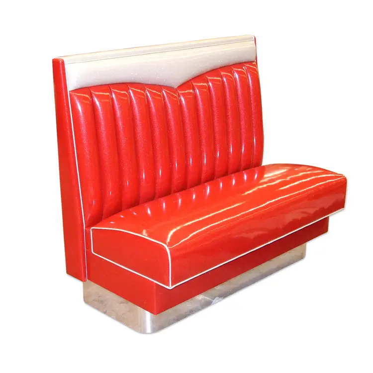Sofá vintage personalizado americano de 1950 estilos, sofá em formato de u, couro vermelho, cabine de assento