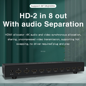 <strong>2</strong>.0 <strong>hdmi</strong> Splitter 2input 8output 4K 60Hz with Audio Out 2x8 <strong>Switch</strong> Splitter - Product Image 3