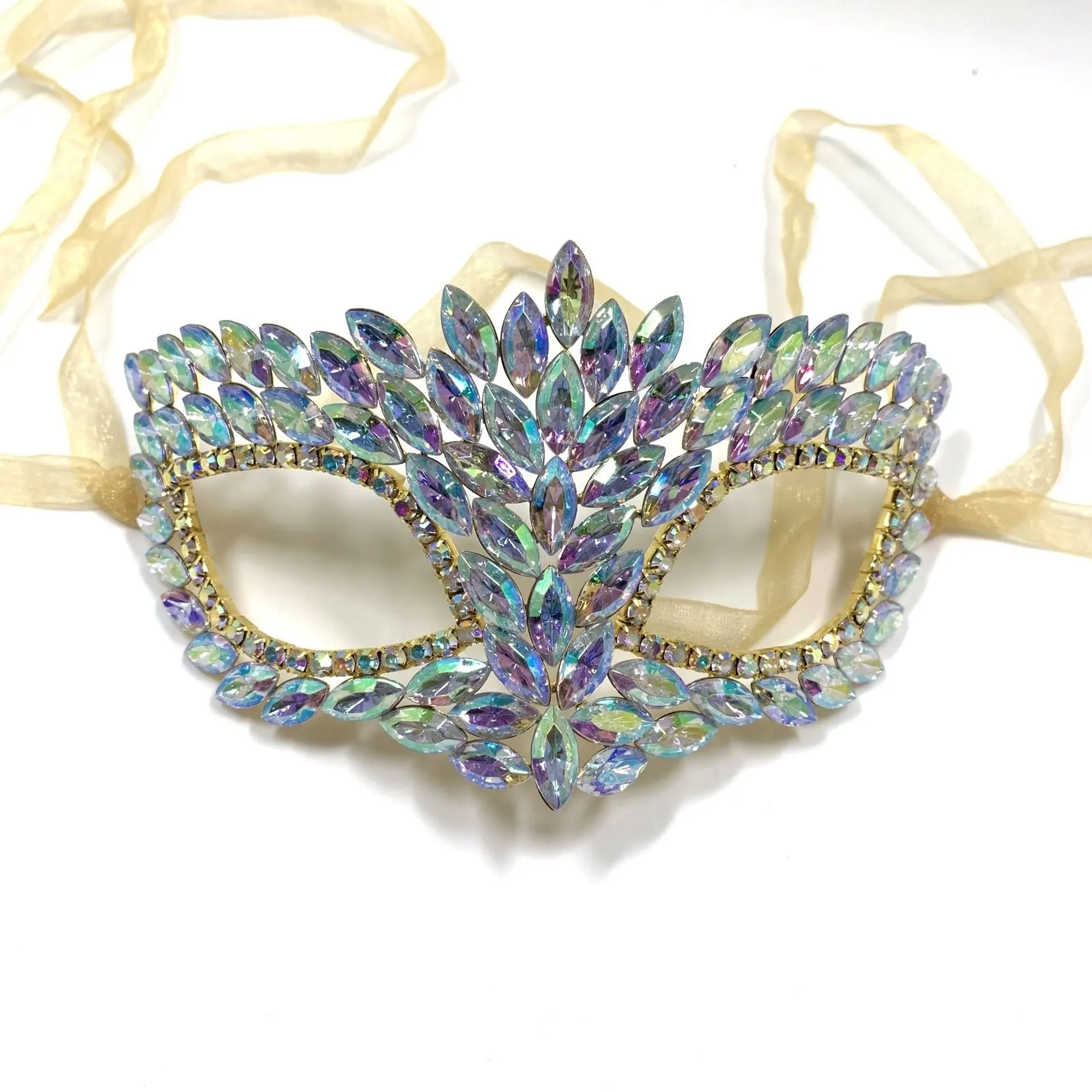 Mascarilla con diamantes de imitación para decoración de fiesta, máscara con diamantes de imitación de zirconia, diseño europeo y americano